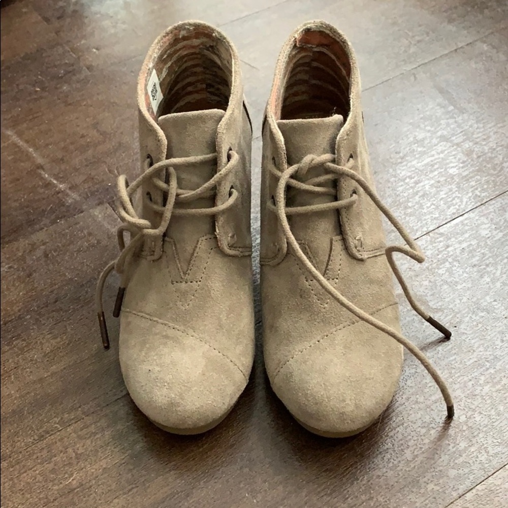 Taupe TOMS wedge booties